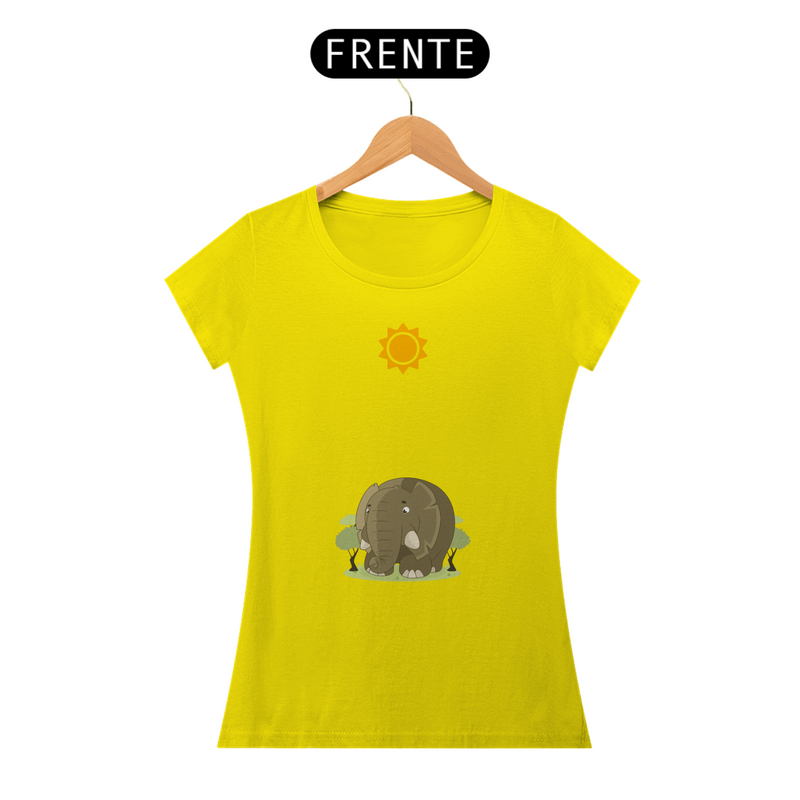 Camiseta Feminina Baby Long Look Quality Estampada Desenho Elefante Fofo