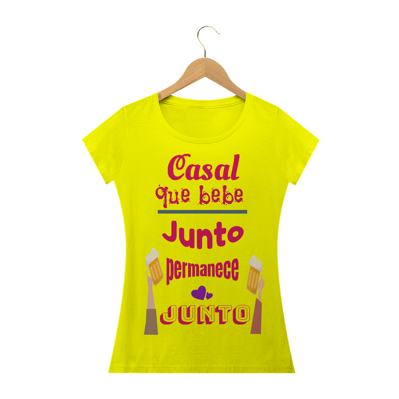 Camiseta Baby Long Quality Estampa Frase Casal que bebe junto permanece junto