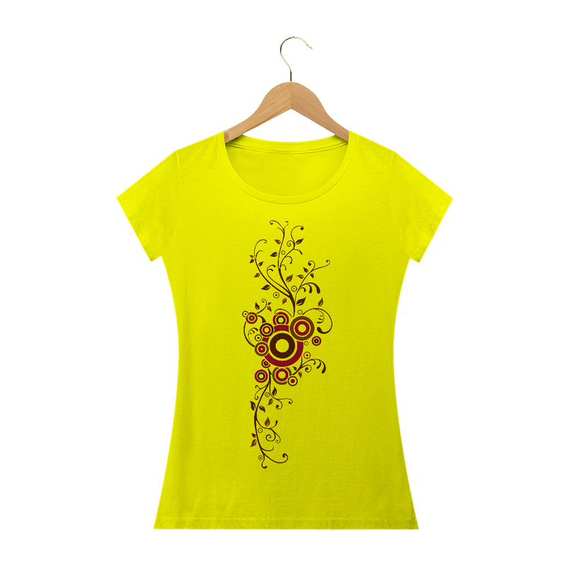 Camiseta Baby Long Quality Estampa Galhos Abstrato