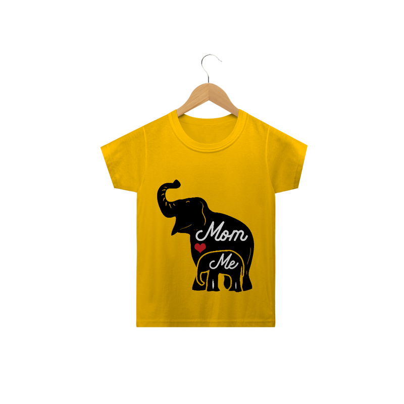 Camiseta Classic Infantil Estampa Elefante Frase Mom Me