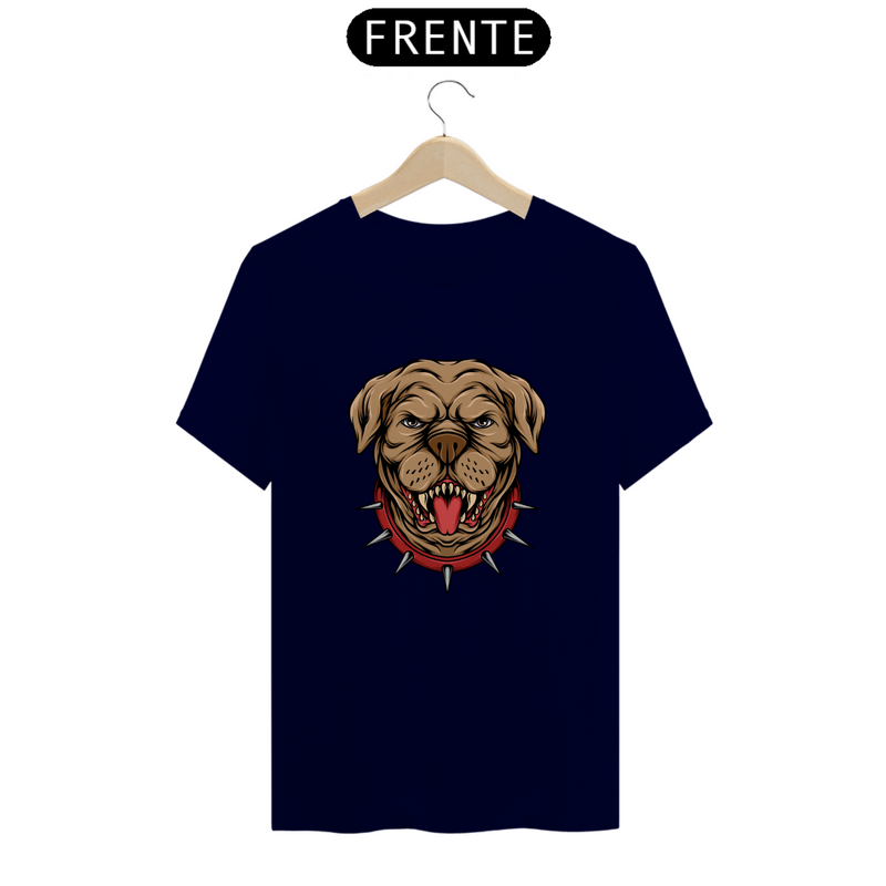 Camiseta Quality Estampa Pit Bull com Coleira de espinho