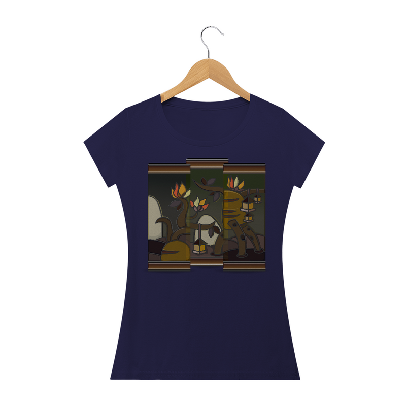 Camiseta baby Long Quality Feminina Estampa Quadro Artístico