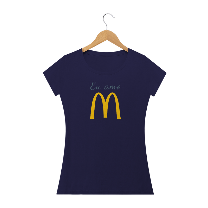 Camiseta Baby Long Quality Estampa Frase Eu amo McDonald's