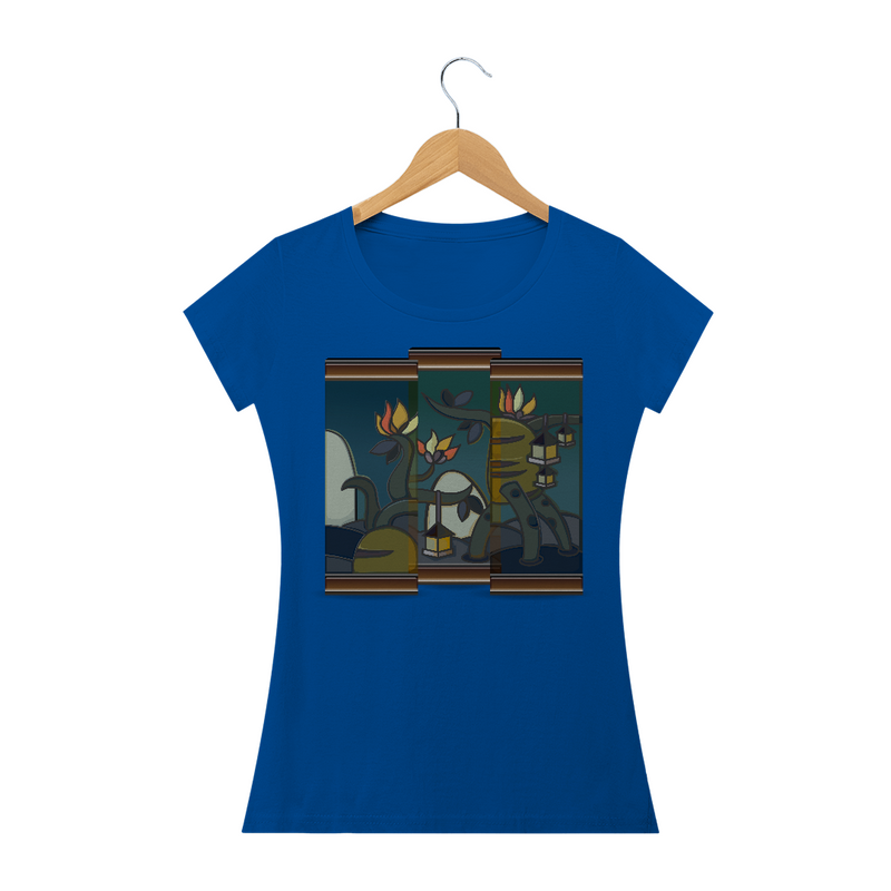 Camiseta baby Long Quality Feminina Estampa Quadro Artístico