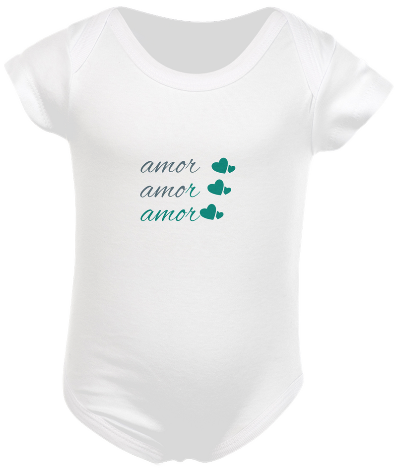 Body Infantil Masculino Estampa Frase - Amor Amor Amor