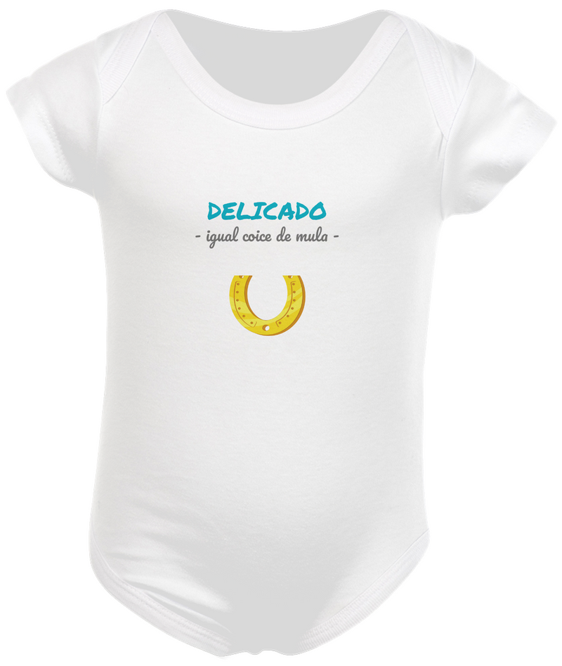 Body Infantil Masculino Estampa Frase - Delicado igual coice de mula