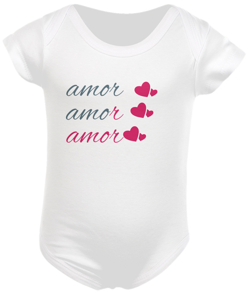 Body Infantil Feminino Estampa Frase - Amor Amor Amor