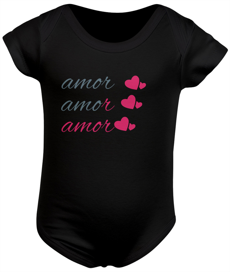 Body Infantil Feminino Estampa Frase - Amor Amor Amor