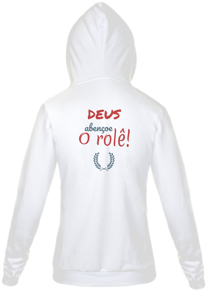 Jaqueta Moletom Feminino Estampa Frase - DEUS Abençoe o rolê!