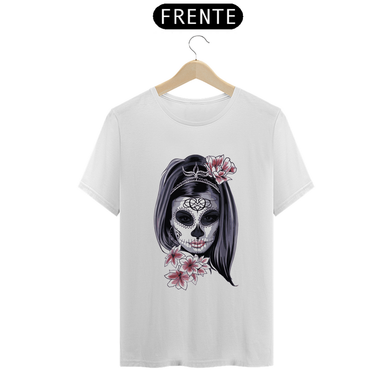 Camiseta Caveira Mexicana Sexy Rosto de Mulher Estampada Desenho Estampa Quality