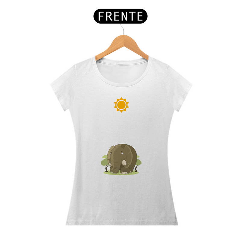 Camiseta Feminina Baby Long Look Quality Estampada Desenho Elefante Fofo