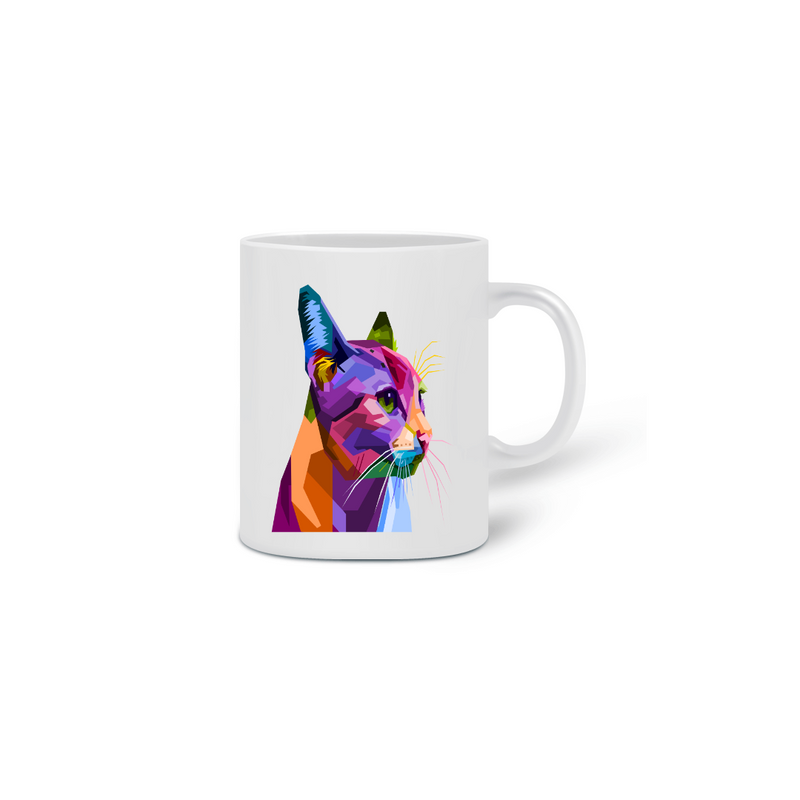 Caneca Cerâmica Estampa Gato Arte Pop