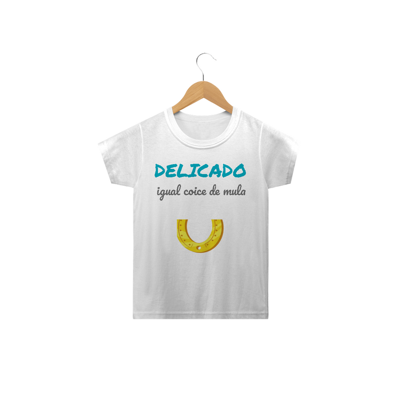 Camiseta Classic Infantil Masculino Estampa Frase - Delicado igual coice de mula