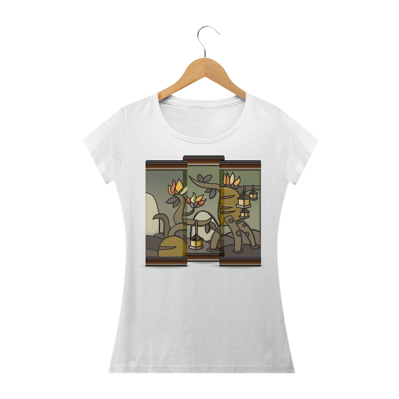 Camiseta baby Long Quality Feminina Estampa Quadro Artístico