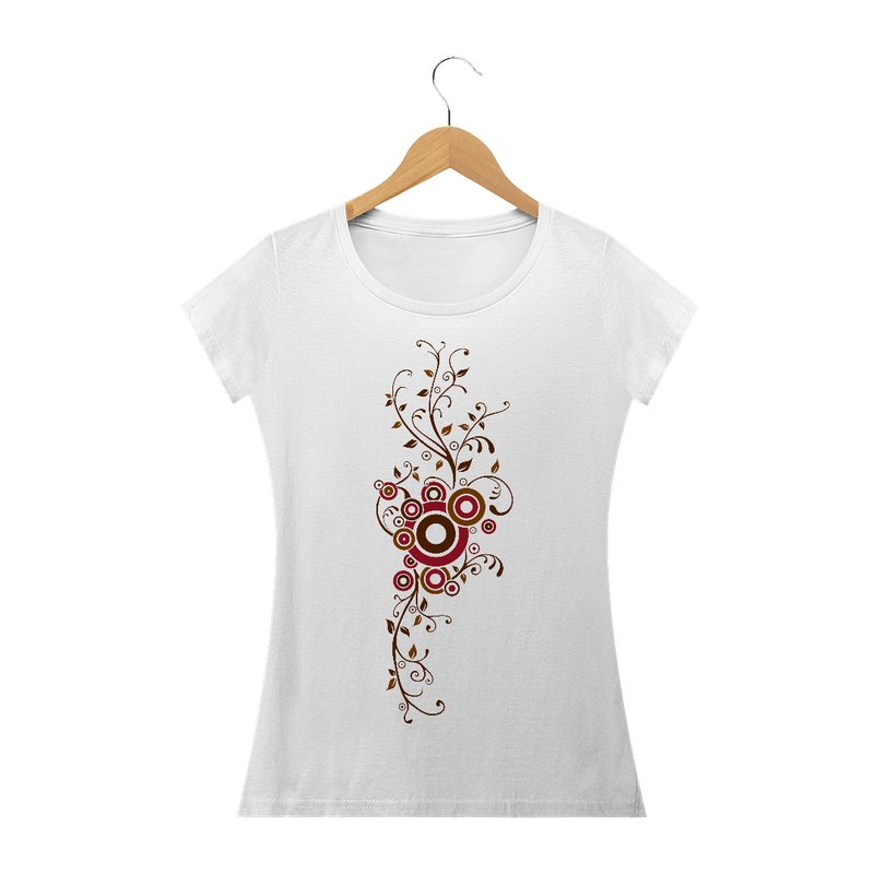 Camiseta Baby Long Quality Estampa Galhos Abstrato