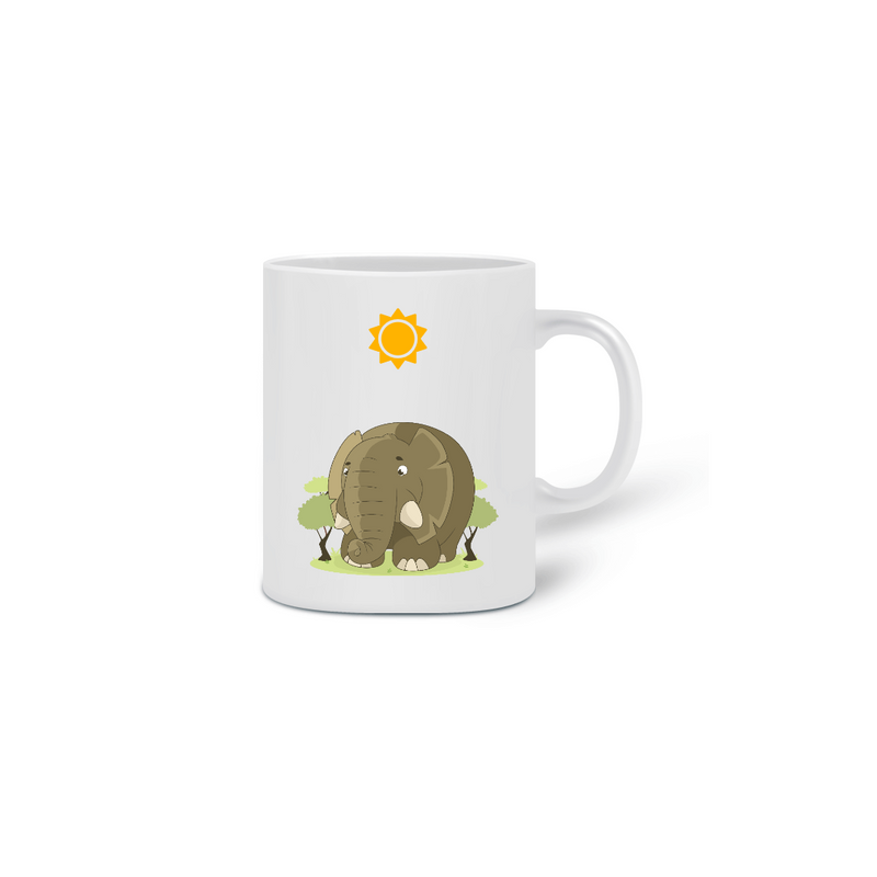 Caneca Cerâmica Estampa Desenho Infantil Elefante