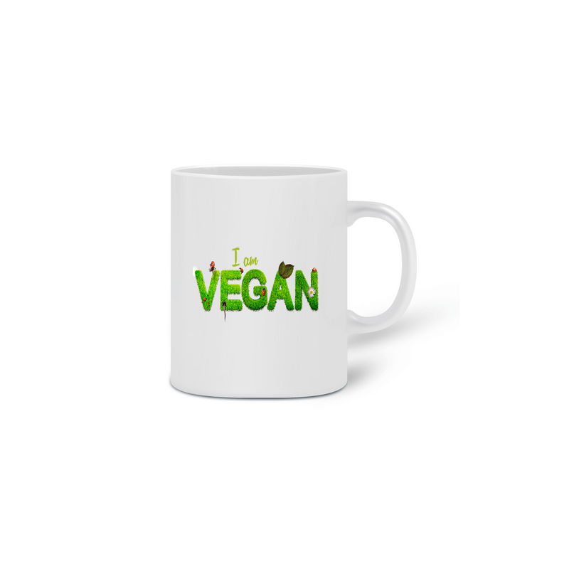 Caneca Cerâmica Estampa Frase I am VEGAN