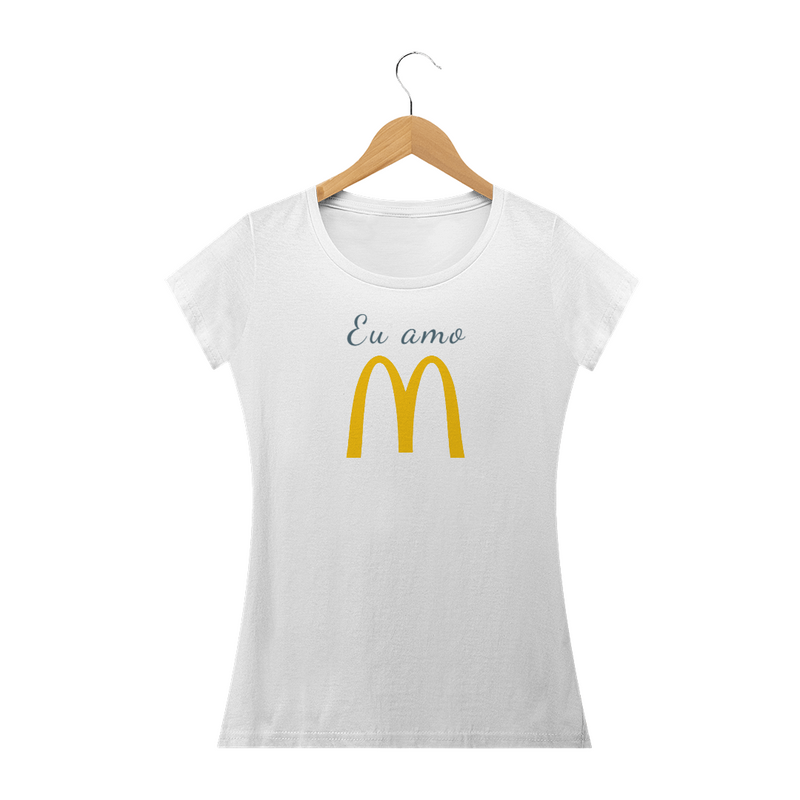 Camiseta Baby Long Quality Estampa Frase Eu amo McDonald's