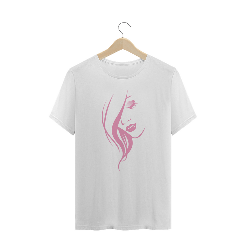 Camiseta Rosto de Mulher Silhueta Estampada Desenho Estampa Quality