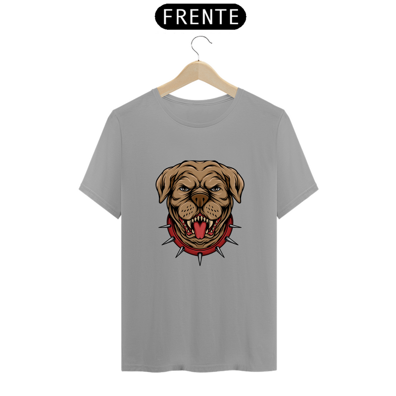 Camiseta Quality Estampa Pit Bull com Coleira de espinho