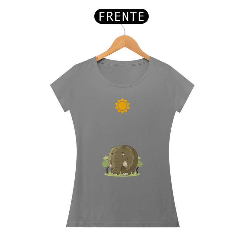 Camiseta Feminina Baby Long Look Quality Estampada Desenho Elefante Fofo