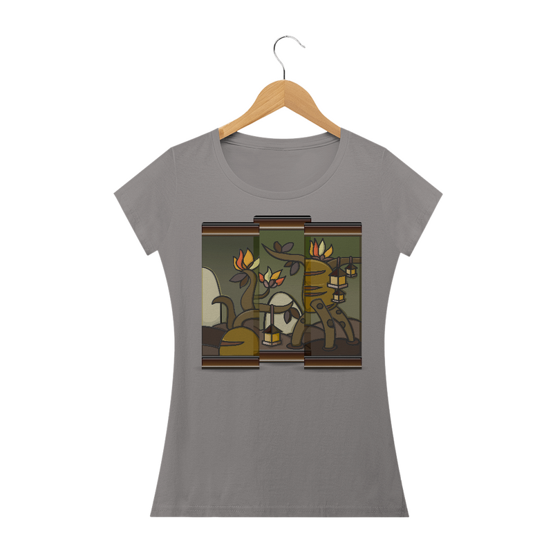 Camiseta baby Long Quality Feminina Estampa Quadro Artístico