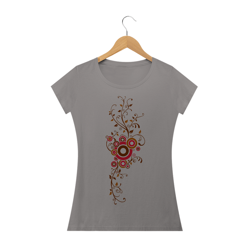 Camiseta Baby Long Quality Estampa Galhos Abstrato