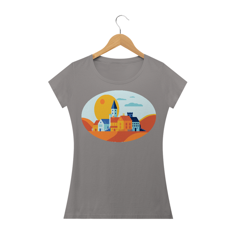 Camiseta Baby Long Quality Estampa Desenho Pequena Cidade