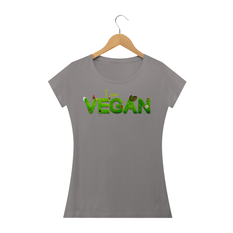 Camiseta Baby Long Quality Estampa Frase I am VEGAN