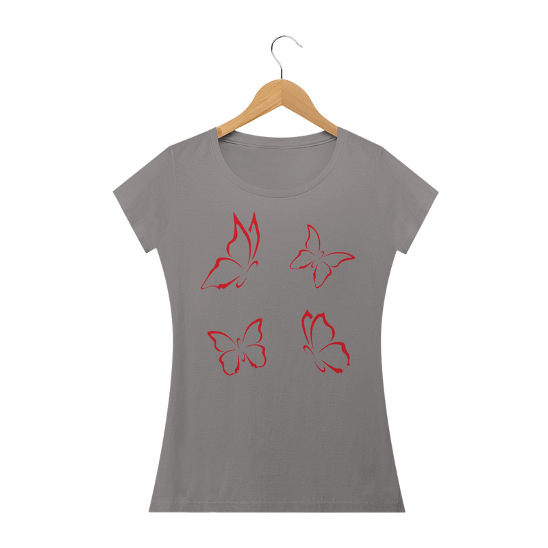 Camiseta Baby Long Quality Estampa Desenho com 4 Borboletas