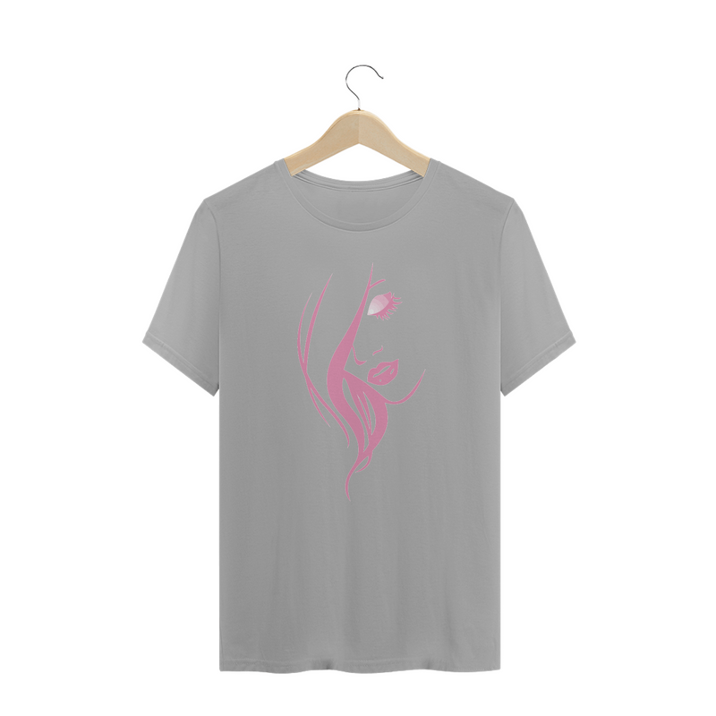 Camiseta Rosto de Mulher Silhueta Estampada Desenho Estampa Quality