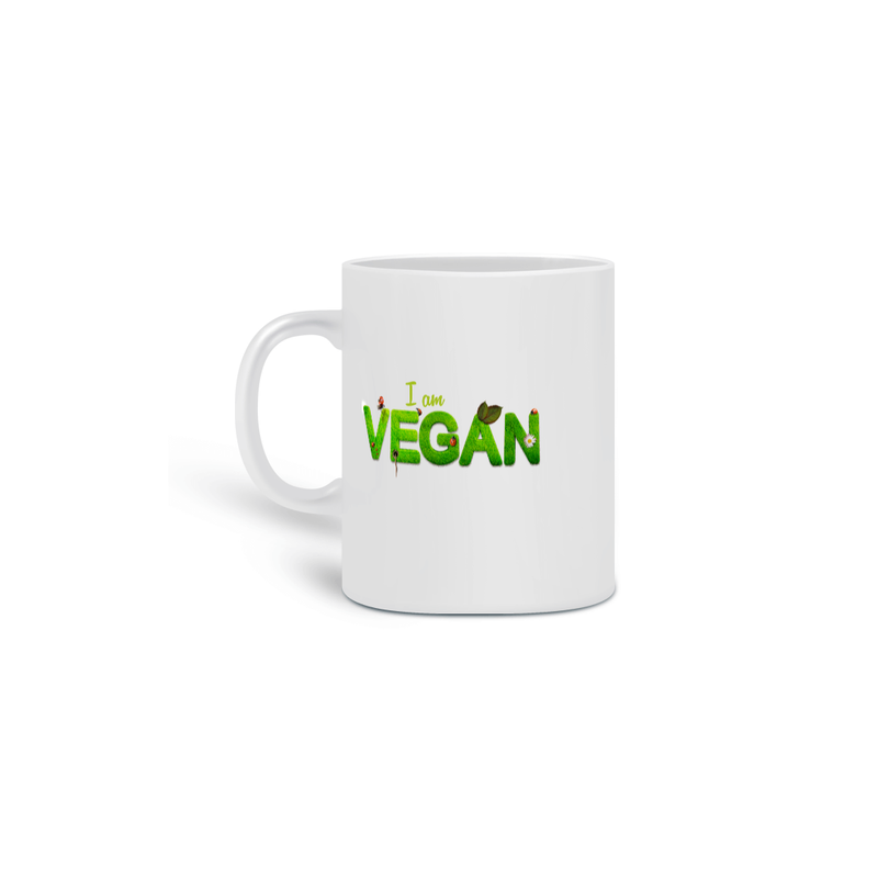 Caneca Cerâmica Sou Vegano Estampa Frase I am VEGAN