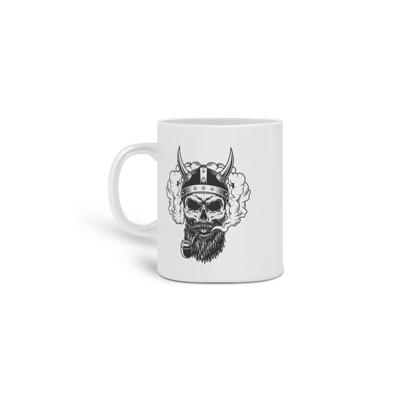 Caneca Cerâmica - Estampa Caveira Cachimbo