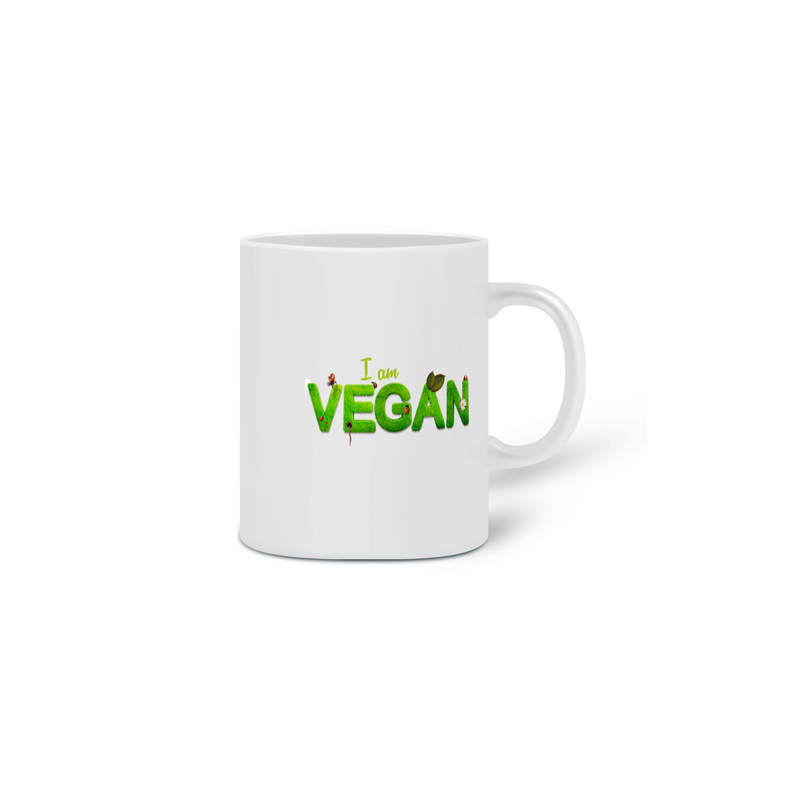 Caneca Cerâmica Sou Vegano Estampa Frase I am VEGAN