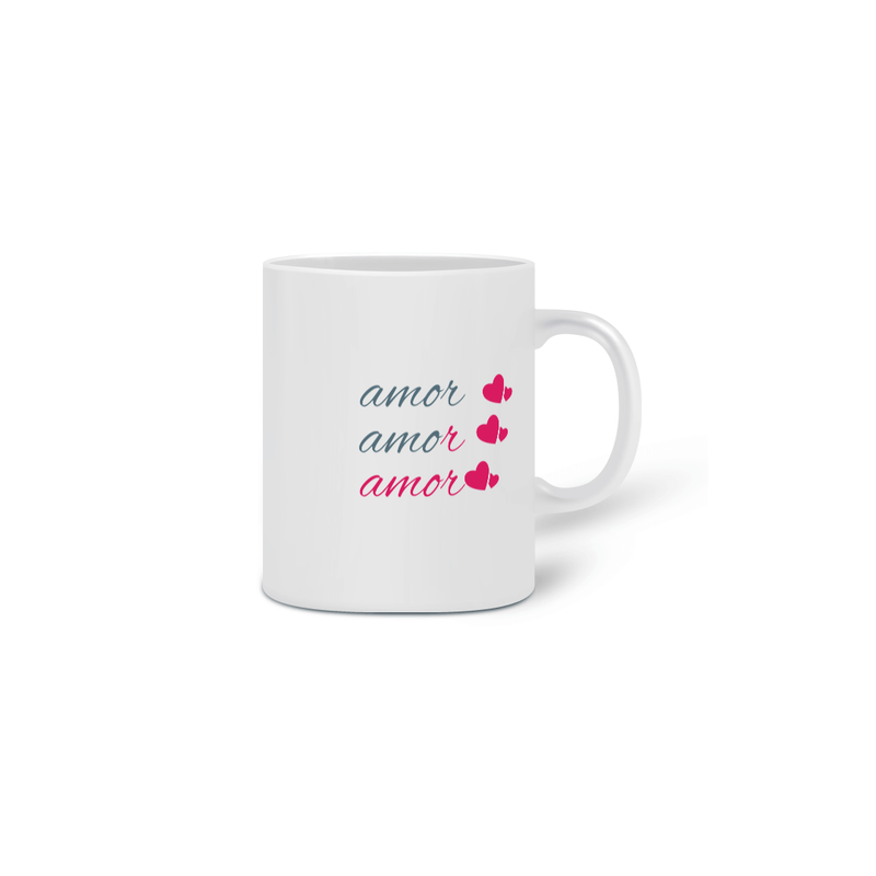 Caneca Cerâmica Estampa Frase - Amor Amor Amor