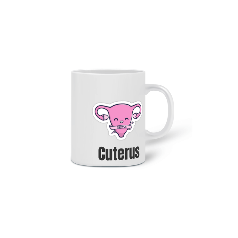 Caneca Cerâmica Estampa Cuterus - Desenho Útero Fofinho