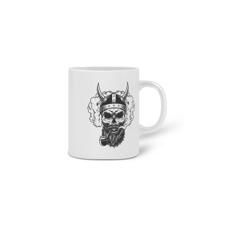 Caneca Cerâmica - Estampa Caveira Cachimbo