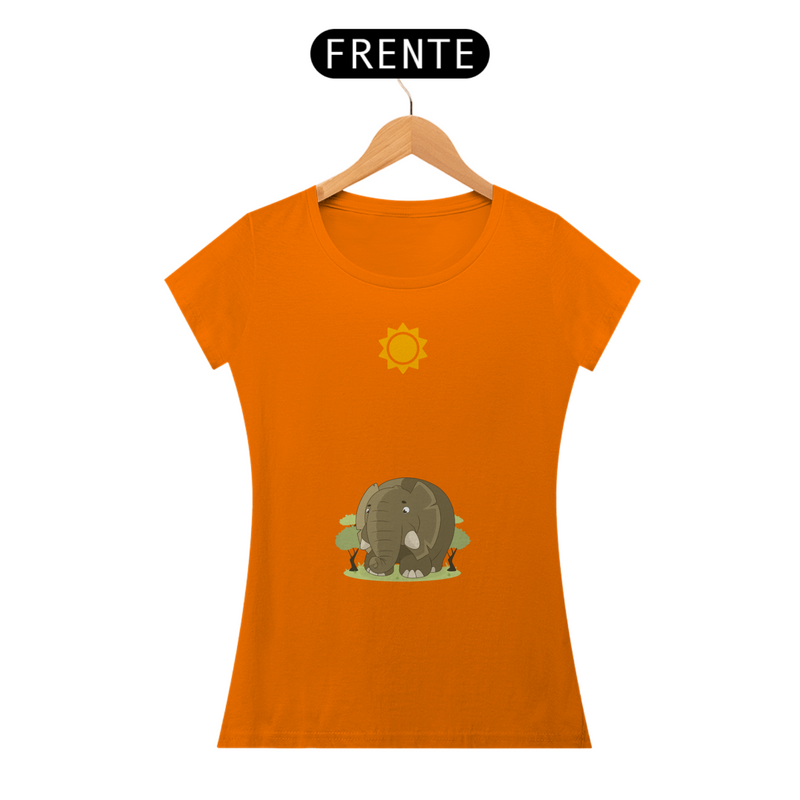 Camiseta Feminina Baby Long Look Quality Estampada Desenho Elefante Fofo