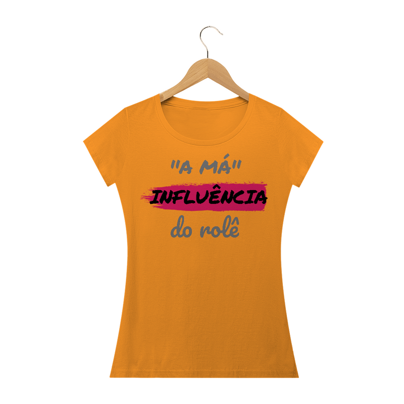 Camiseta Baby Long Quality Estampa Frase - A Má Influência do rolê