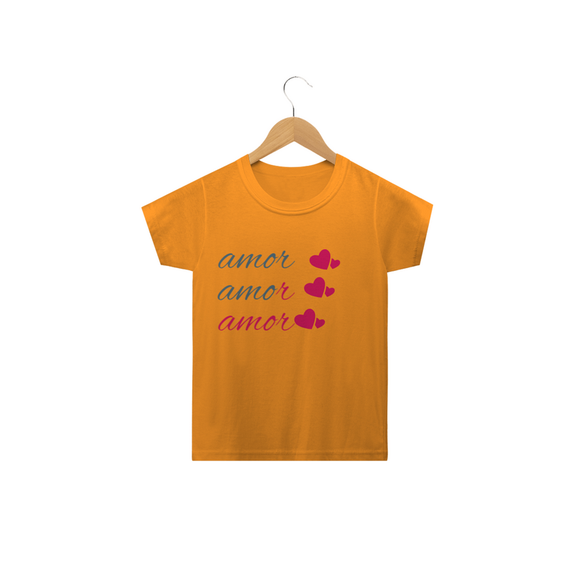 Camiseta Classic Infantil Feminino Estampa Frase - Amor Amor Amor