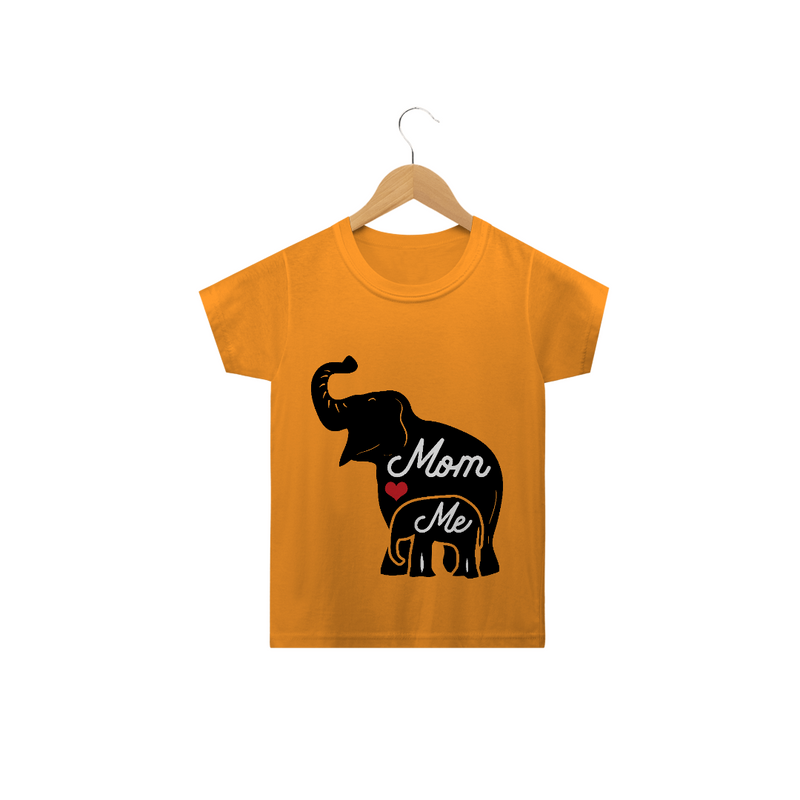 Camiseta Classic Infantil Estampa Elefante Frase Mom Me