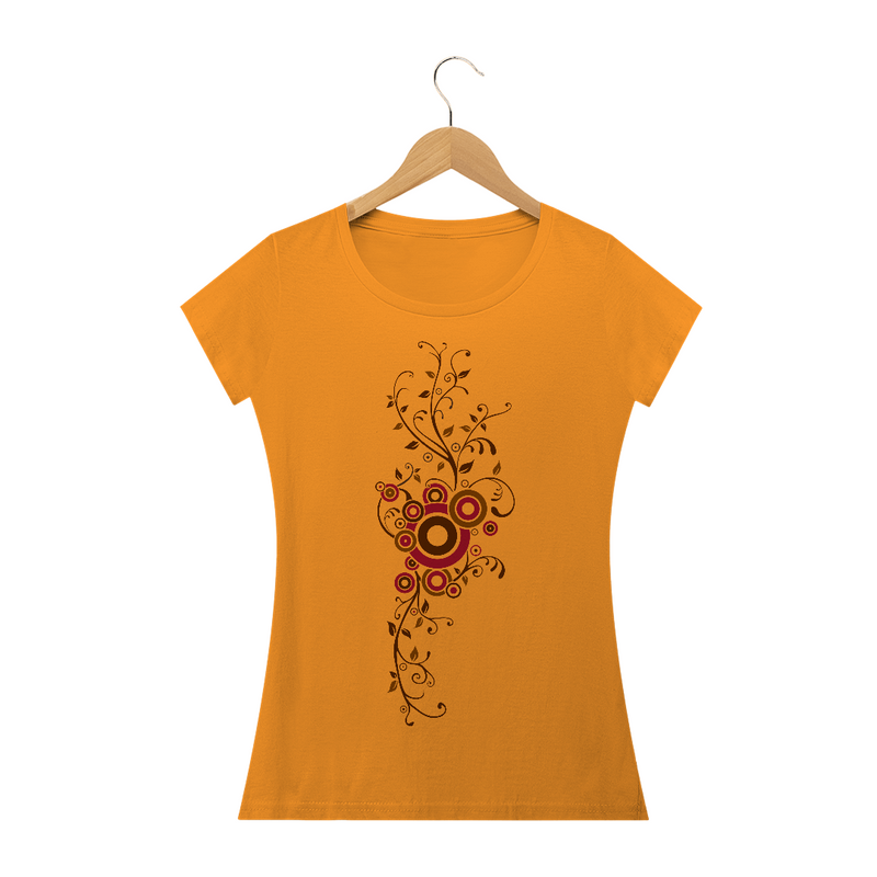 Camiseta Baby Long Quality Estampa Galhos Abstrato