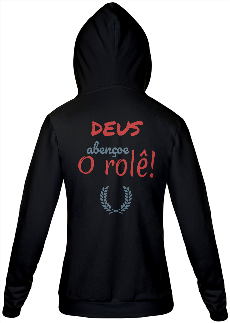 Jaqueta Moletom Masculino Estampa Frase - DEUS Abençoe o rolê!