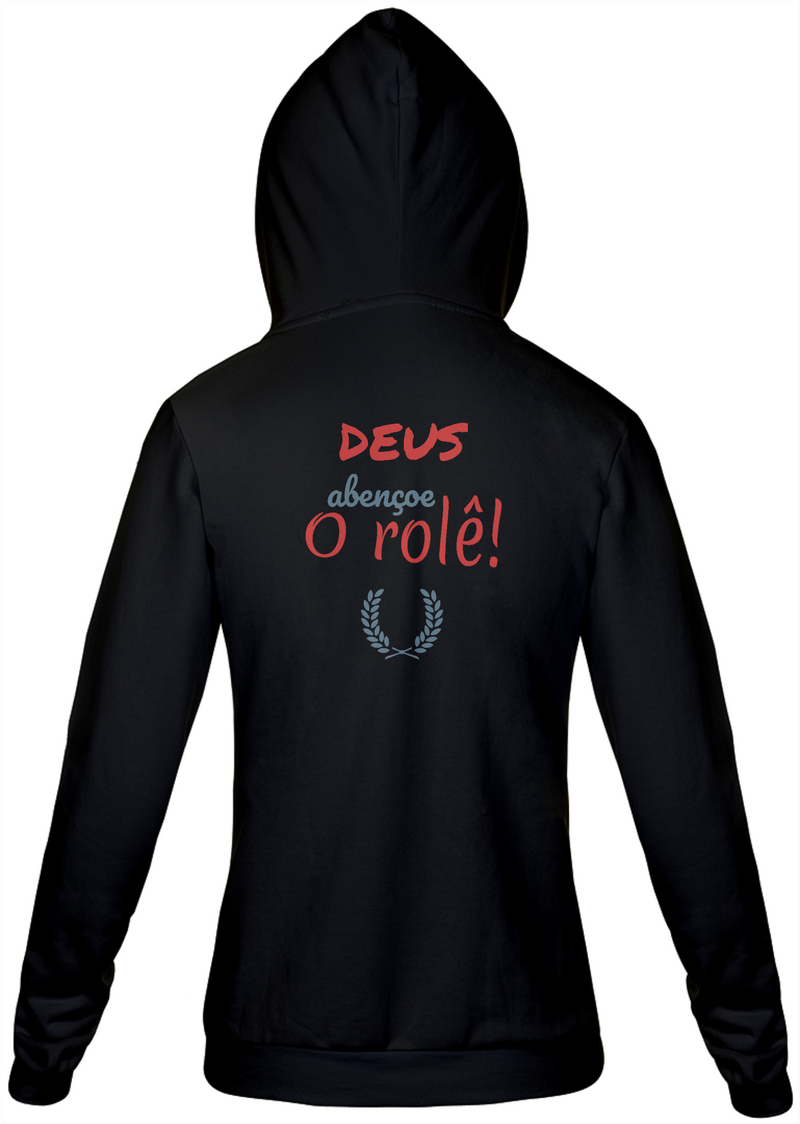 Jaqueta Moletom Feminino Estampa Frase - DEUS Abençoe o rolê!