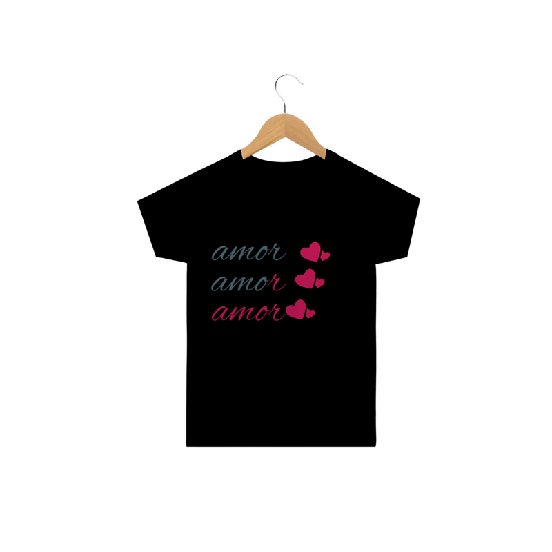 Camiseta Classic Infantil Feminino Estampa Frase - Amor Amor Amor