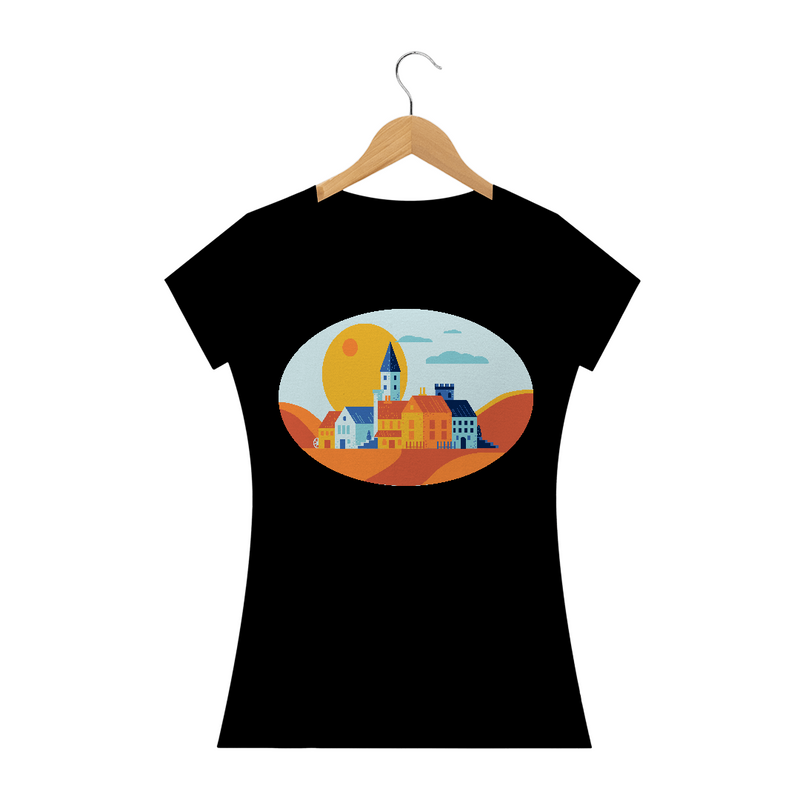 Camiseta Baby Long Quality Estampa Desenho Pequena Cidade