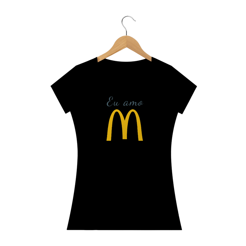 Camiseta Baby Long Quality Estampa Frase Eu amo McDonald's