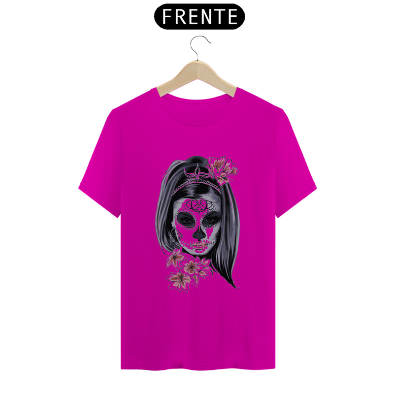 Camiseta Caveira Mexicana Sexy Rosto de Mulher Estampada Desenho Estampa Quality