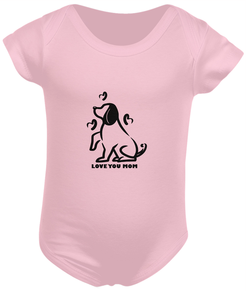 Body Infantil Estampa Cachorro Frase Love You Mom - Amo você mamãe