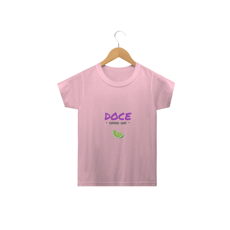 Camiseta Classic Infantil Feminina Estampa Frase - Doce como um Limão